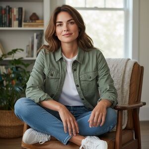 Kensie Green Button-Up Jacket